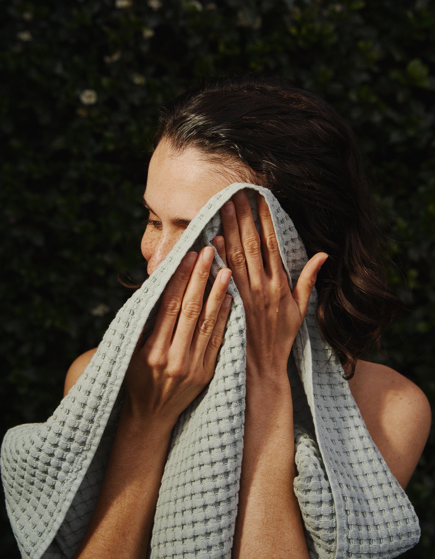 Serviette de bain Nid d'abeille - Vert Eau