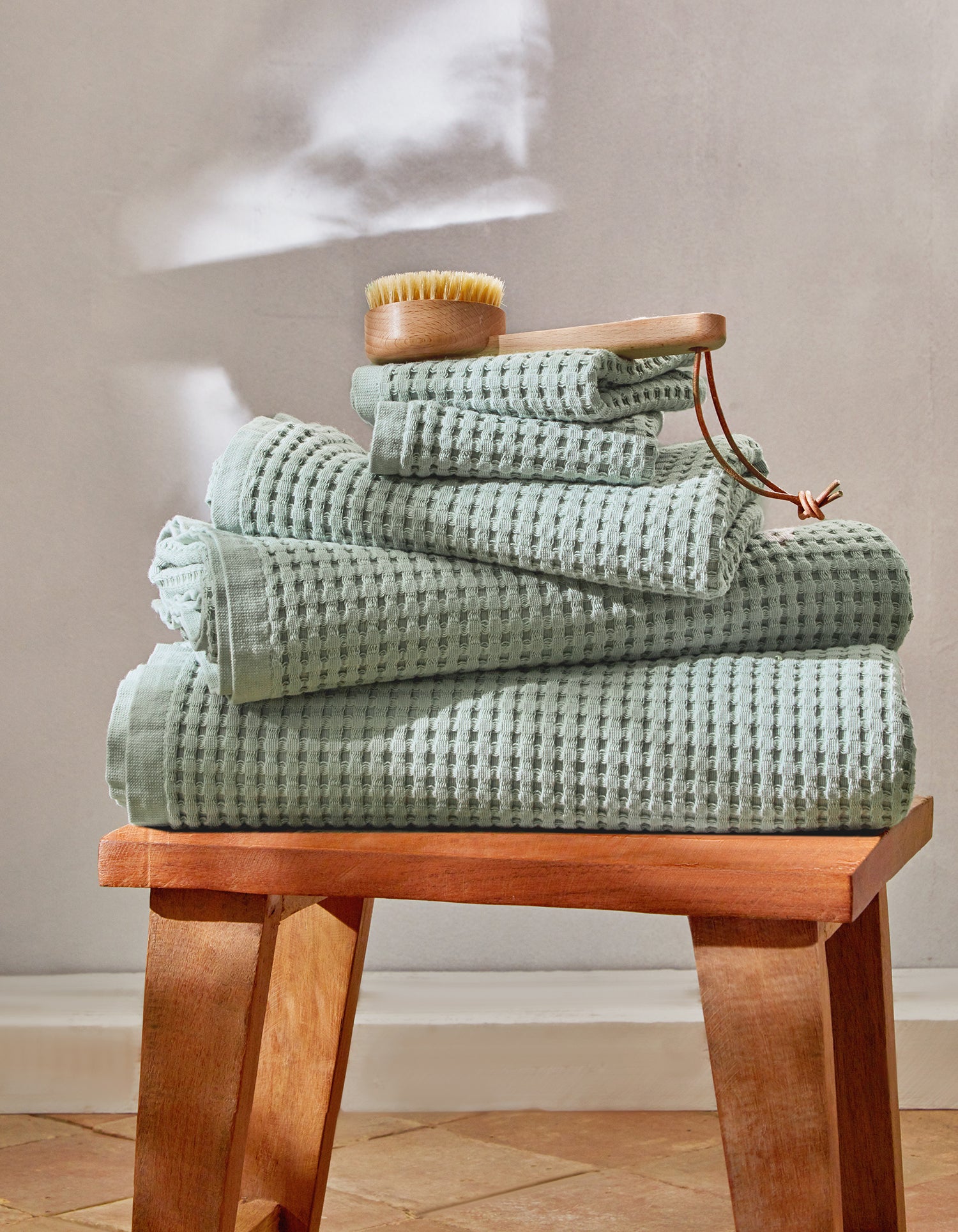 Serviette de bain Nid d'abeille - Vert Eau