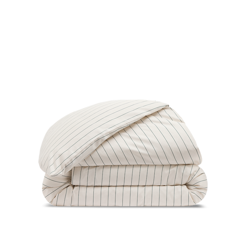 Housse de couette Satin de coton 200 fils - Rayé Vert Forêt