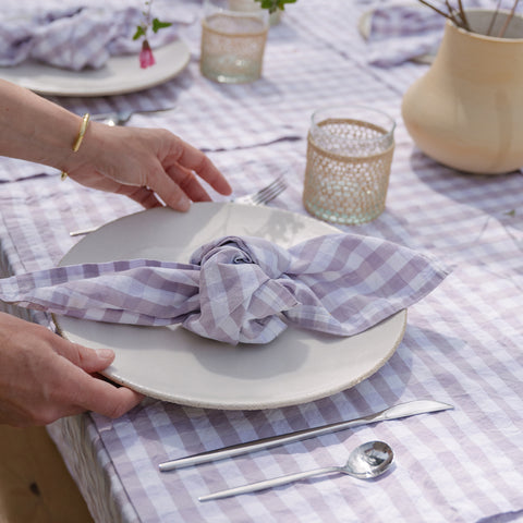 Set petit déj - Vichy Lilas : 2 serviettes + 2 sets de table