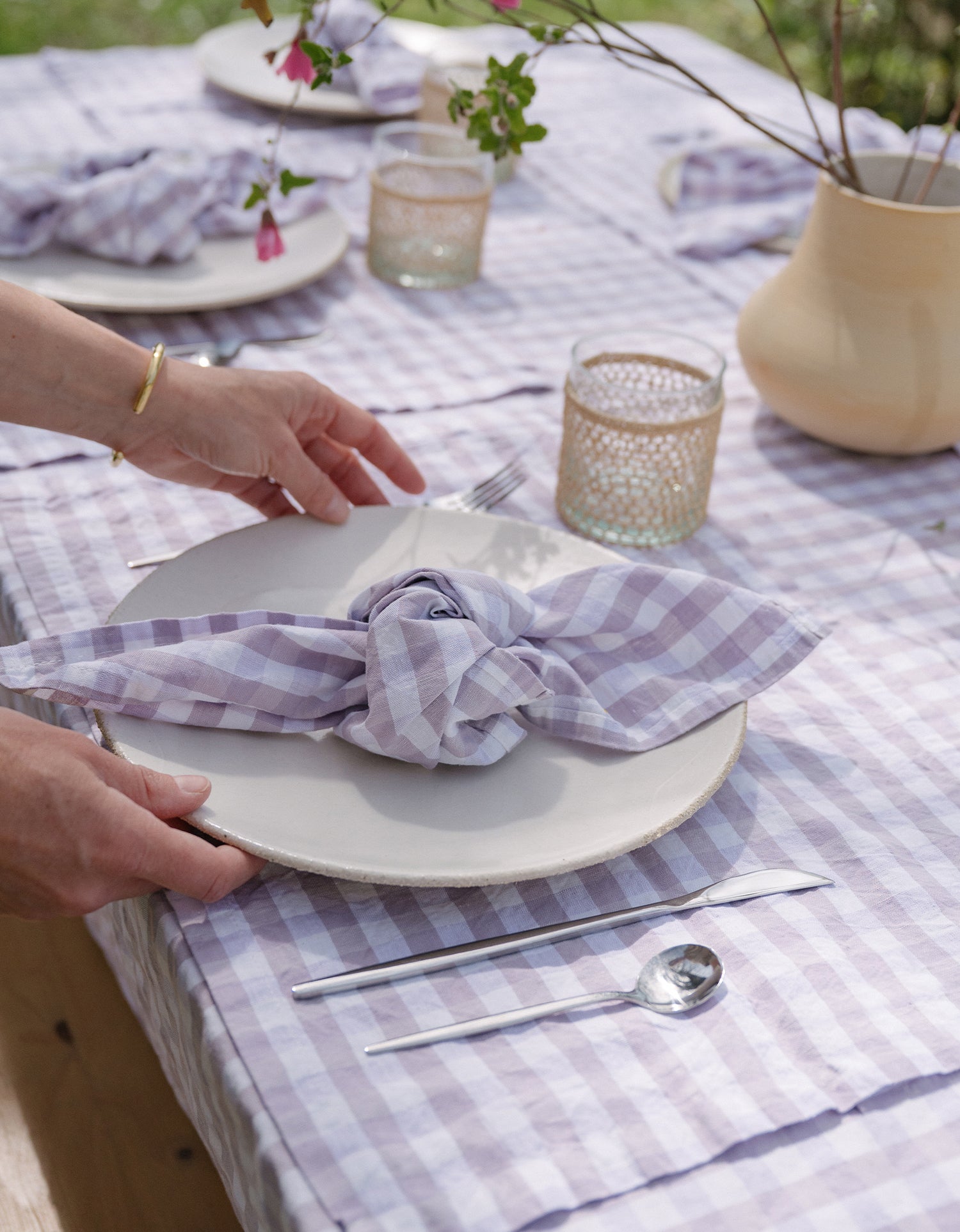 Tischdecke - Fliederfarben Gingham