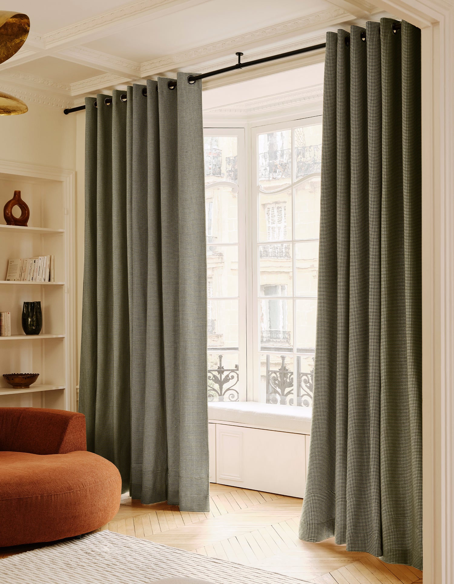Vorhang Windsor - Wollstoff - Khakifarben