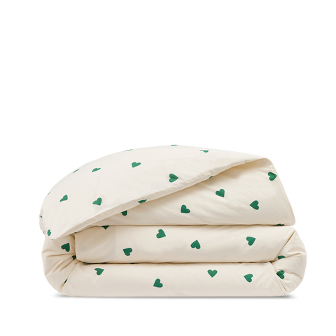 Dekbedovertrek Gewassen Perkal Baby & Kind - Groene Hartjes