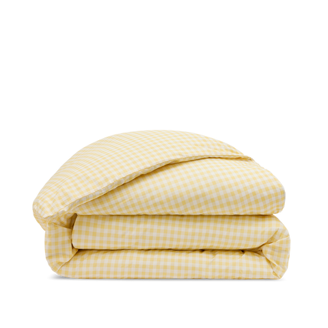 Housse de couette Percale de coton 120 fils - Vichy Rétro Jaune
