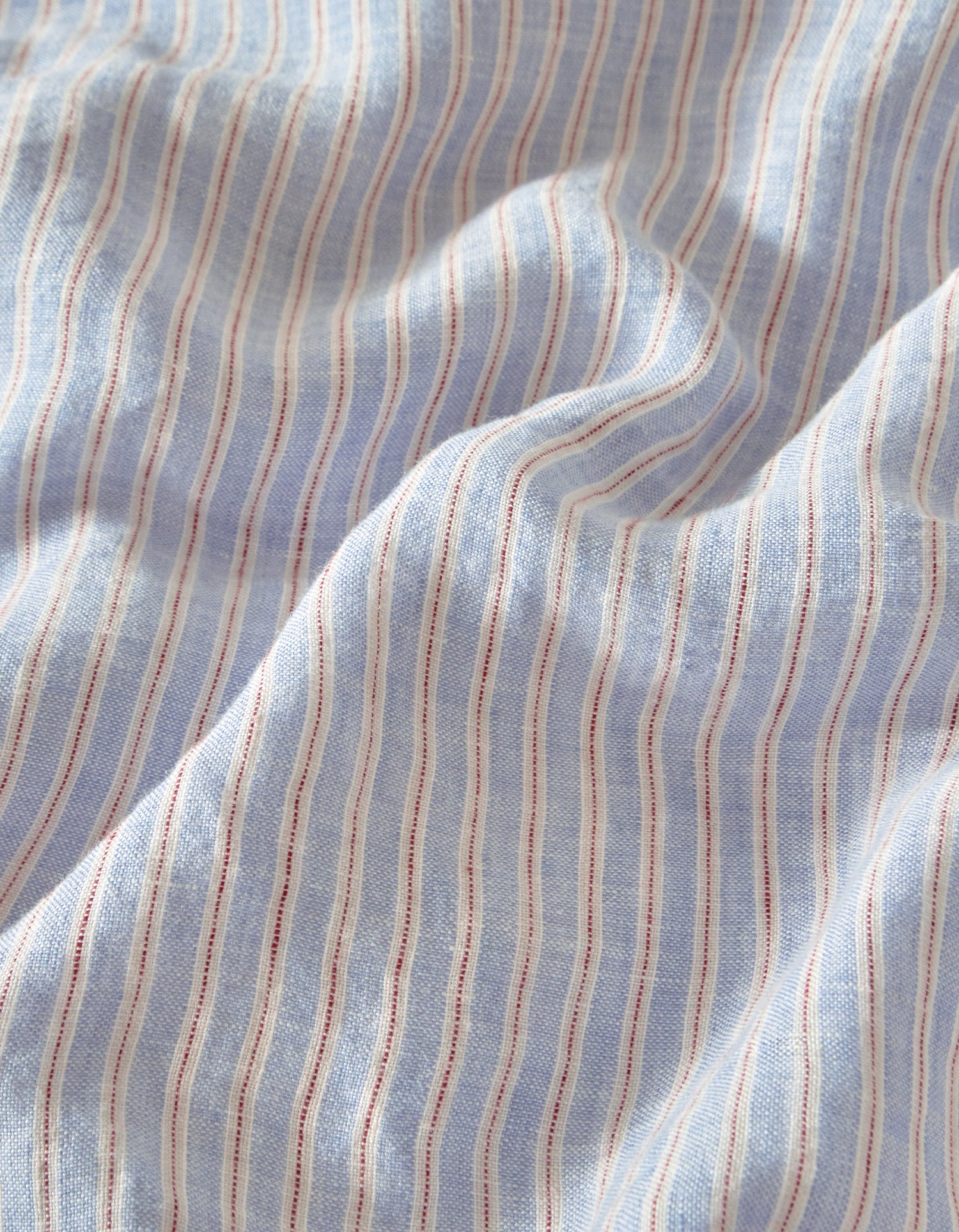 Drap plat Lin lavé français - Rayé Vintage