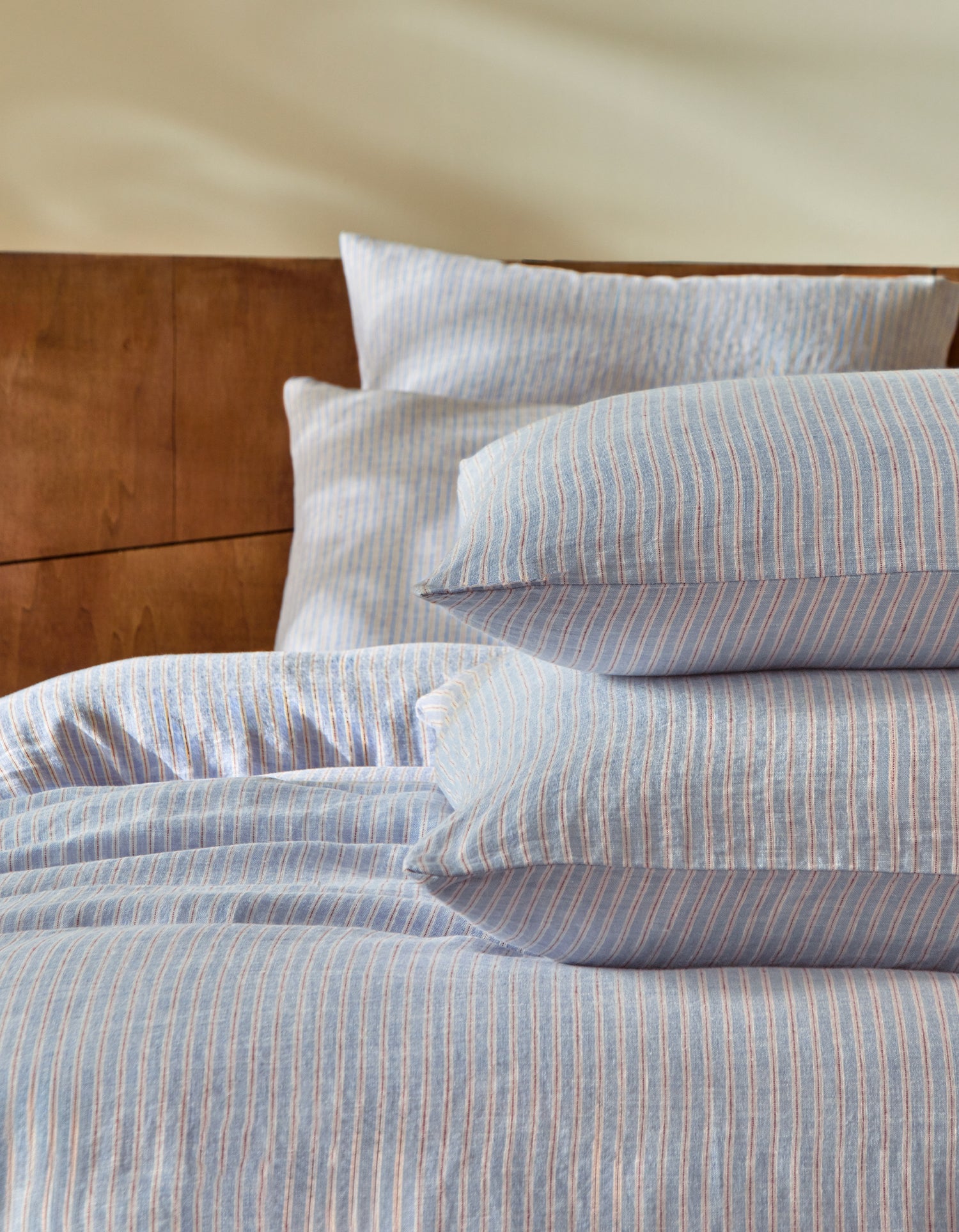 Drap plat Lin lavé français - Rayé Vintage