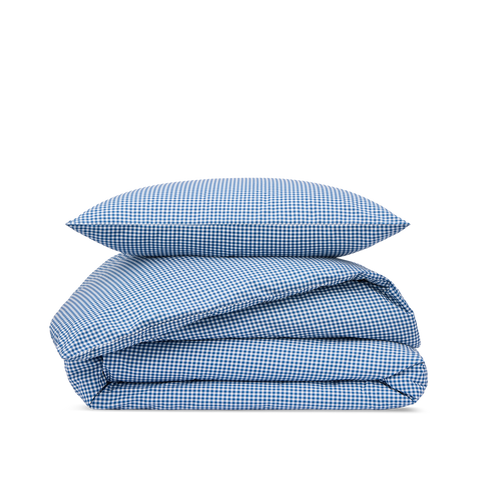 Perkal Bettwäsche-set Baby & Kind - Gelbes Retro-Gingham - Blau Gingham