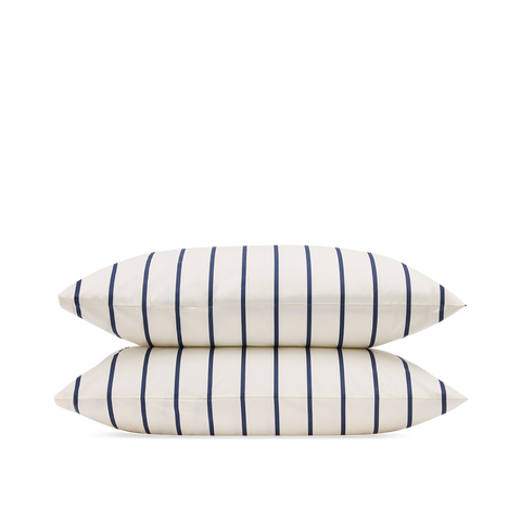 Taies d'oreiller x2 Percale de coton 120 fils - Rayure Mikado