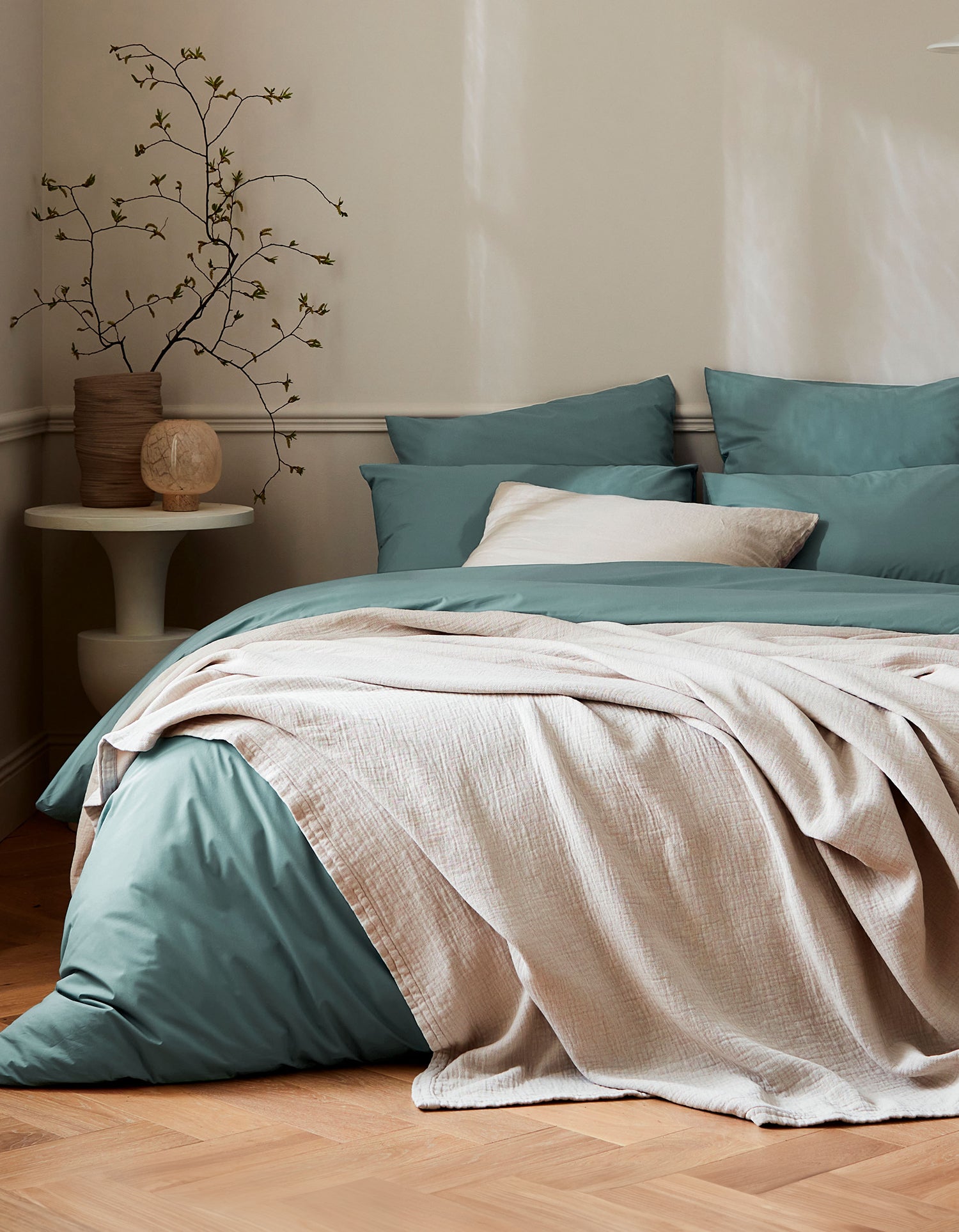 Housse de couette Percale de coton 120 fils - Vert Céladon