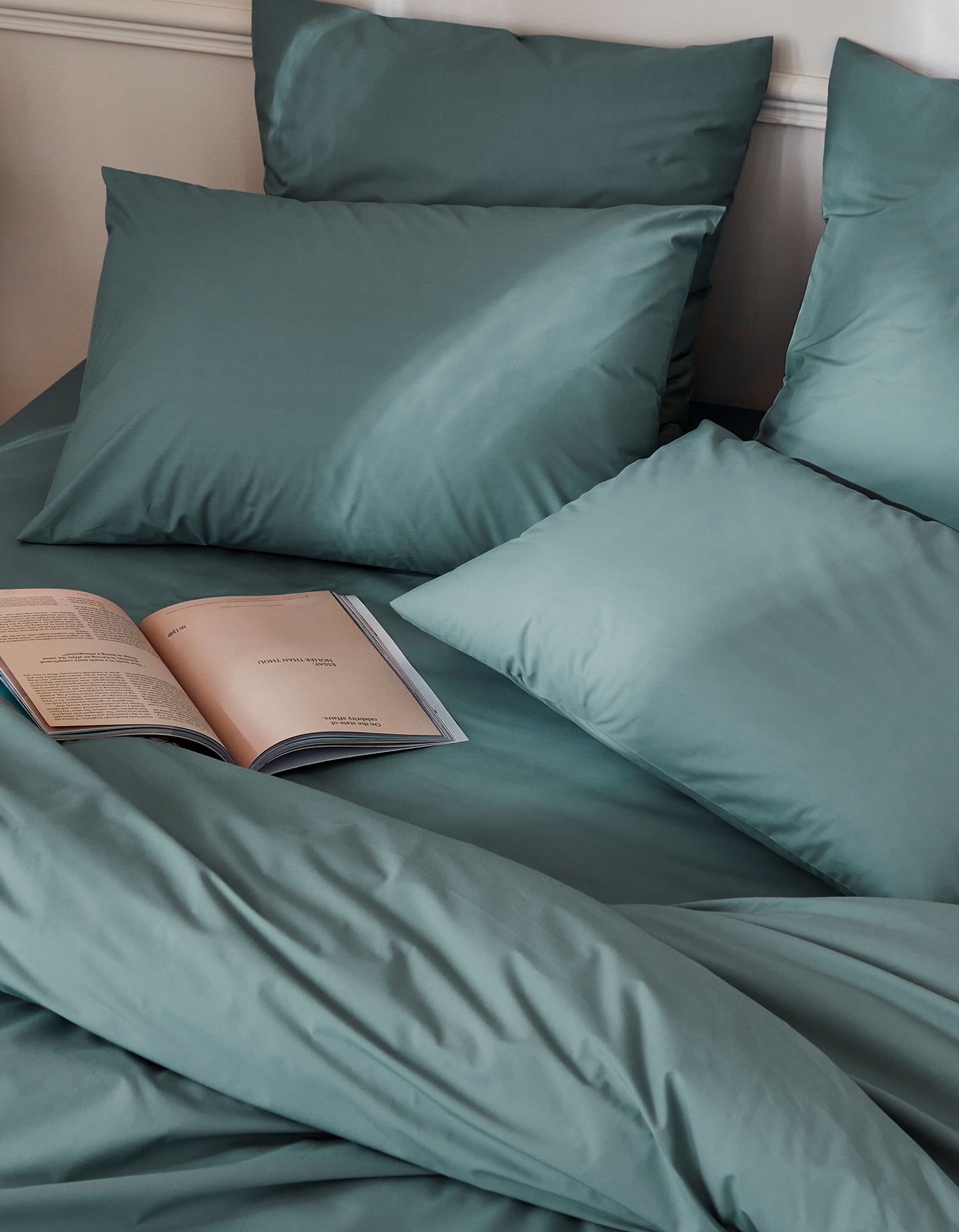 Housse de couette Percale de coton 120 fils - Vert Céladon