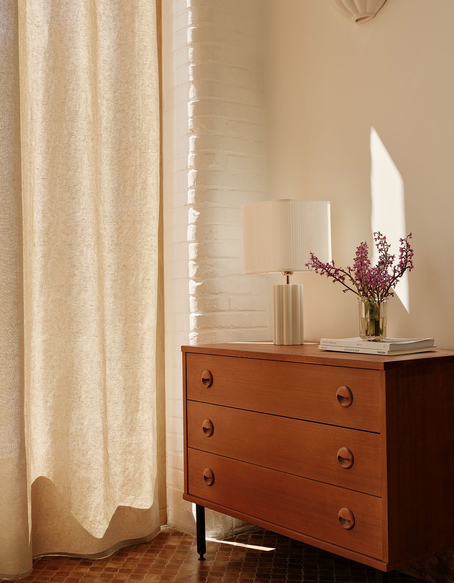 Lichtdurchlässiger Vorhang Comporta mit Ösen - Naturfarben & Blau