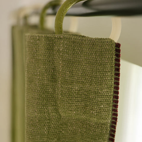 Rideau Bastide - Lin à oeillets bijou - Vert Olive