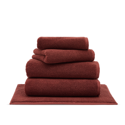 Set da bagno a coste morbide - Terracotta
