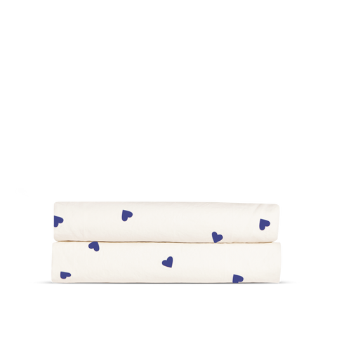 Laken Gewassen Perkal - Blauwe hartjes