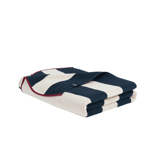 Serviette de plage - Rayure Cabine Bleue