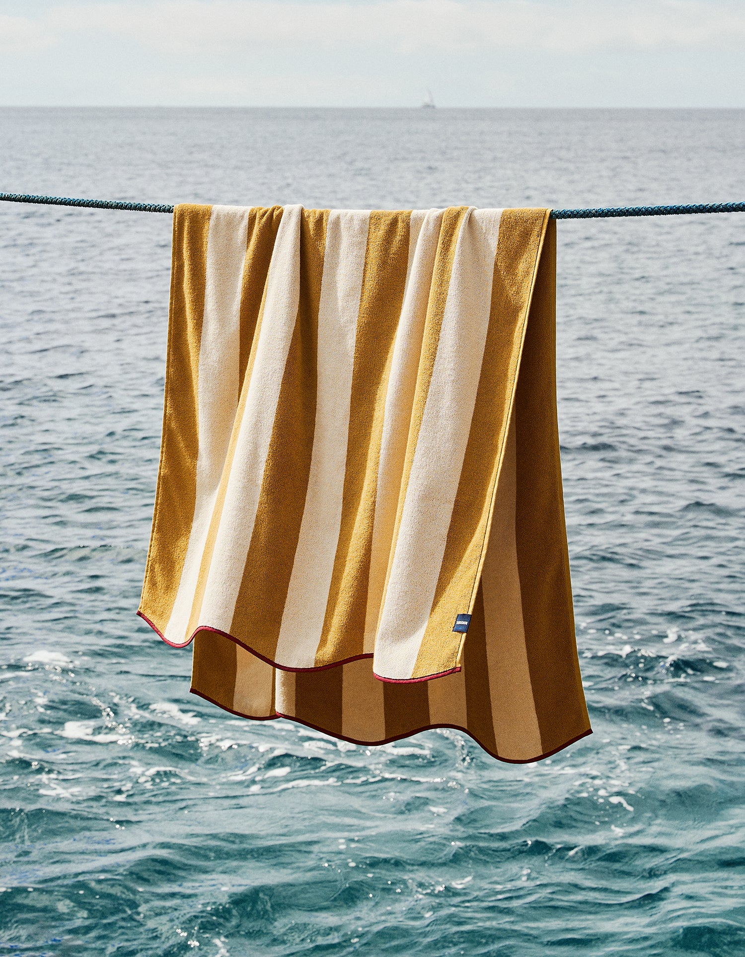 Serviette de plage - Rayure Cabine Jaune