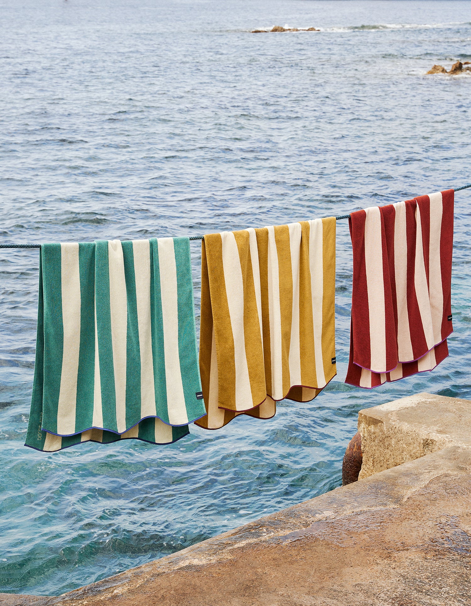 Serviette de plage - Rayure Cabine Jaune