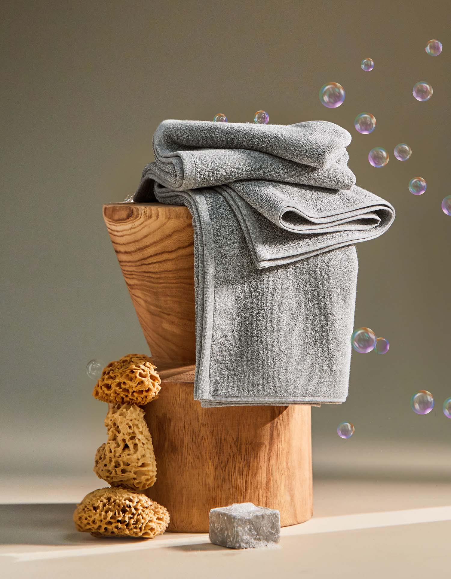 Badetuch aus recycelter Baumwolle - Heidekrautgrau