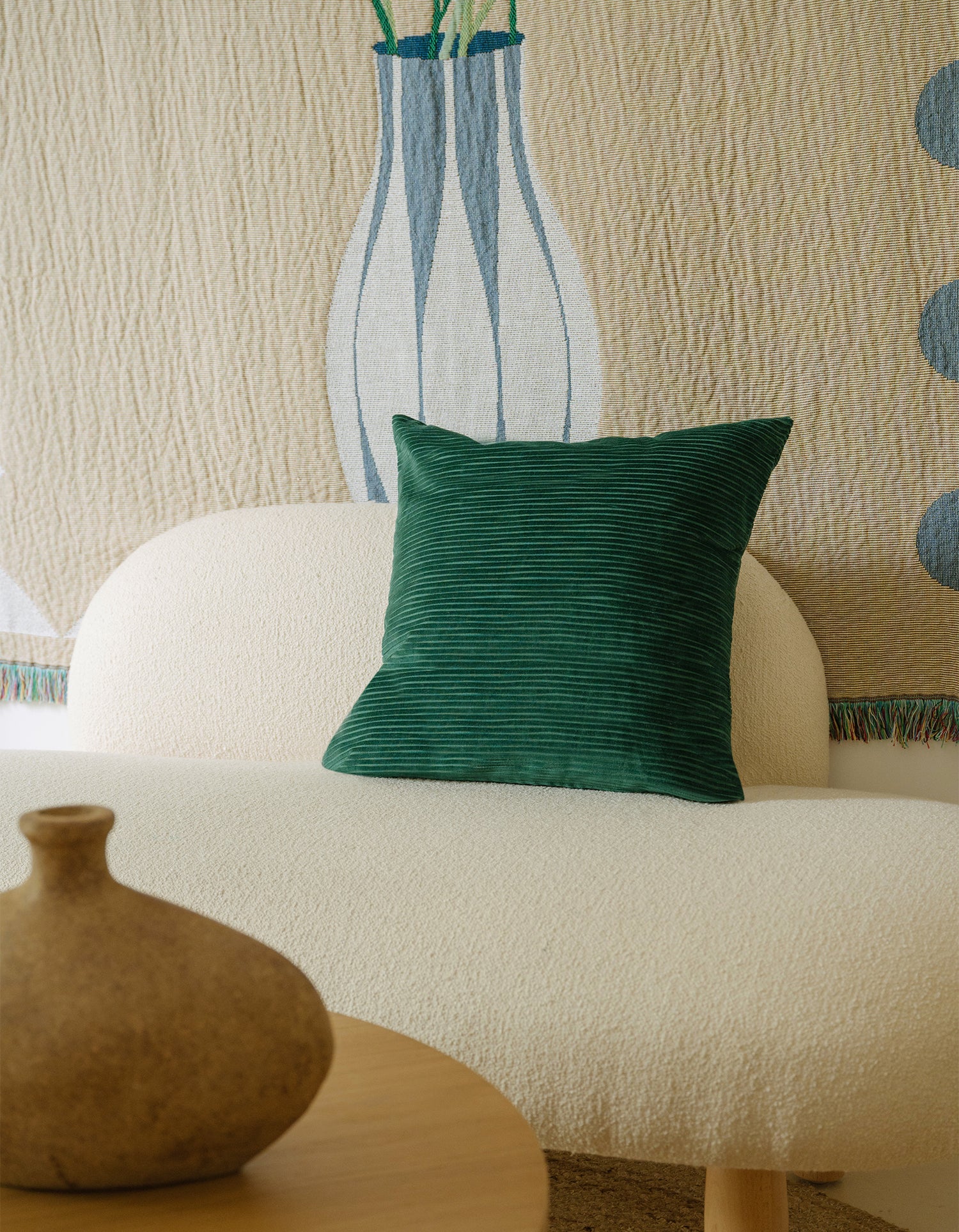 Housse de coussin carré Velours Côtelé - Vert Forêt