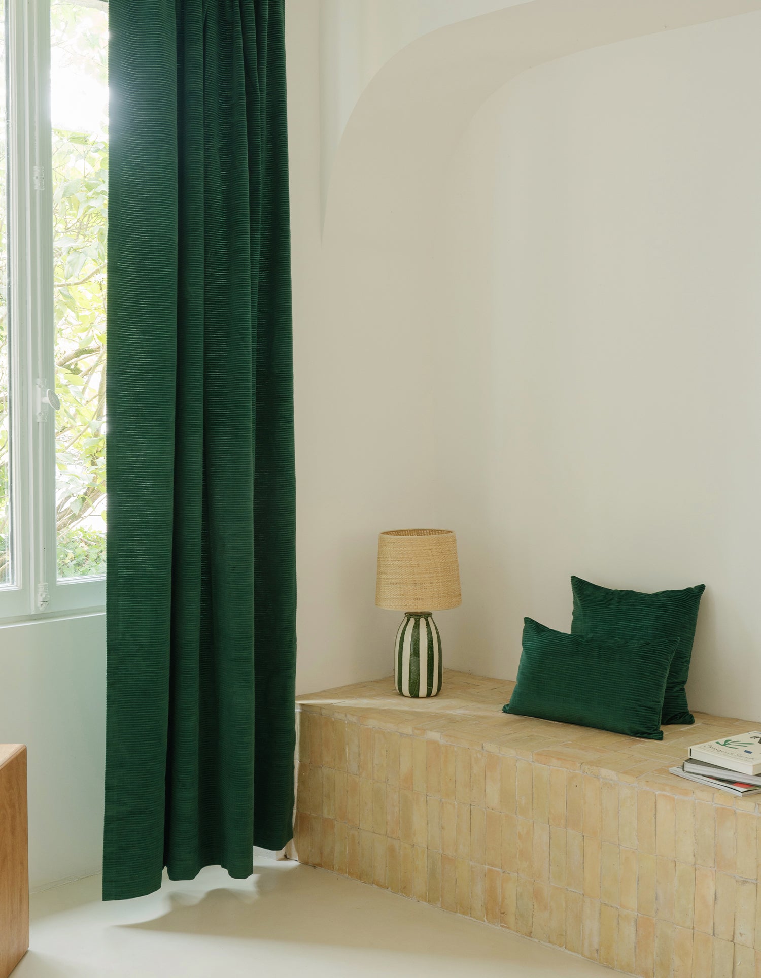 Housse de coussin carré Velours Côtelé - Vert Forêt