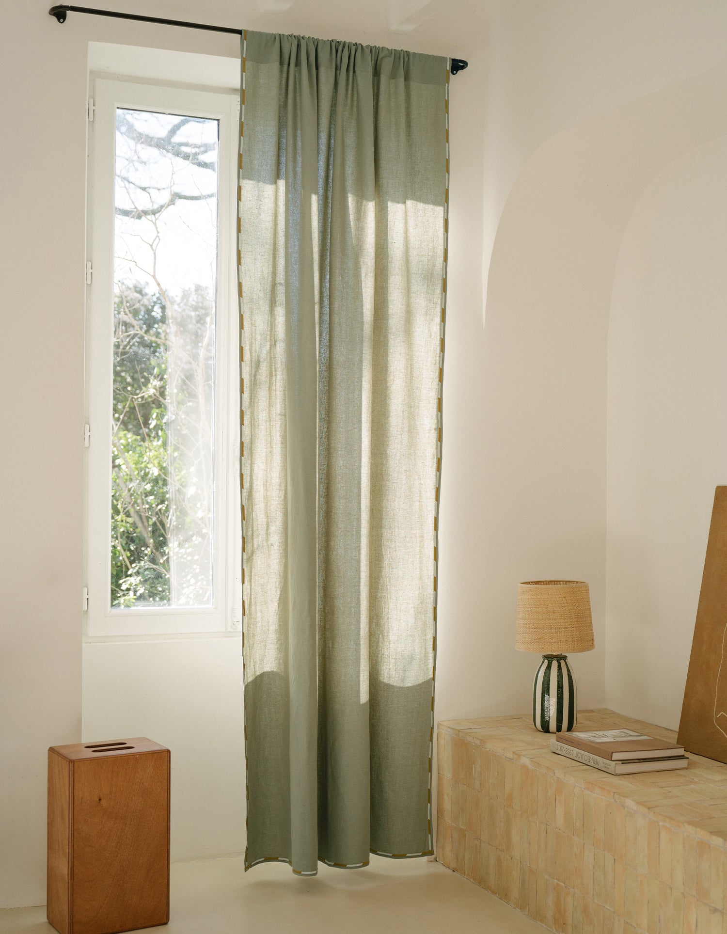 Tenda Comporta – Lino ricamato - Verde Tenue