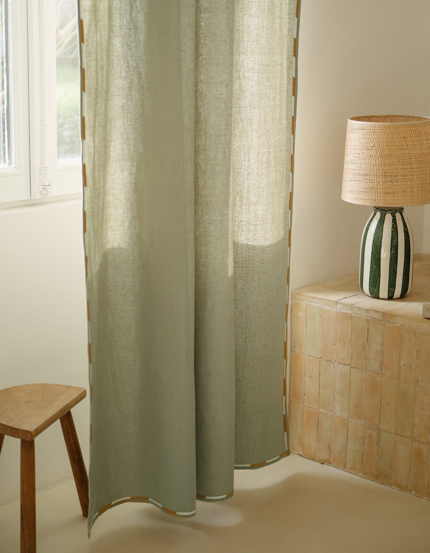 Tenda Comporta – Lino ricamato - Verde Tenue