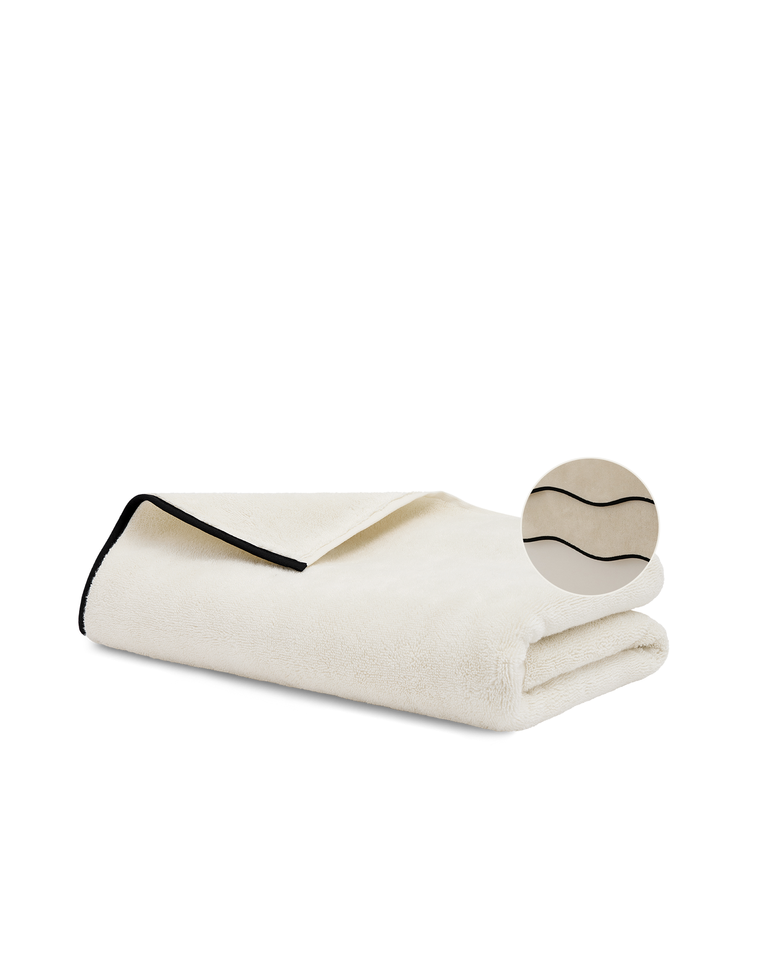 Serviette de bain Wavy - Crème & Noir