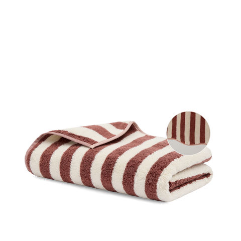 Telo da bagno Wavy - Righe Terracotta & Rosa