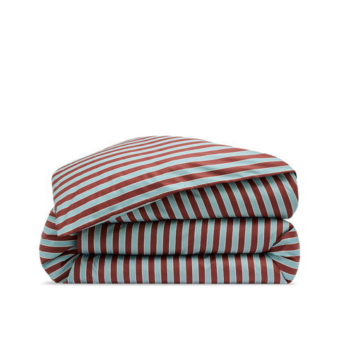 Housse de couette Satin de coton 200 fils - Rayure Club Bordeaux