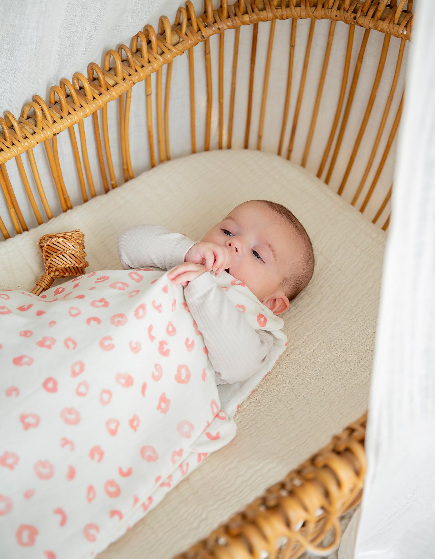 Baby-Schlafsack aus Baumwoll-Gaze - Rosa Leo