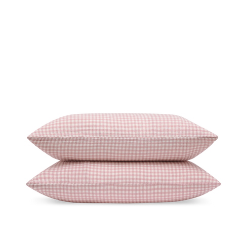 Taies d'oreiller x2 Gaze de coton double épaisseur - Vichy Rose