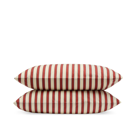Federe per cuscino x2 cotone percalle a 120 fili - Righe Club Rosse