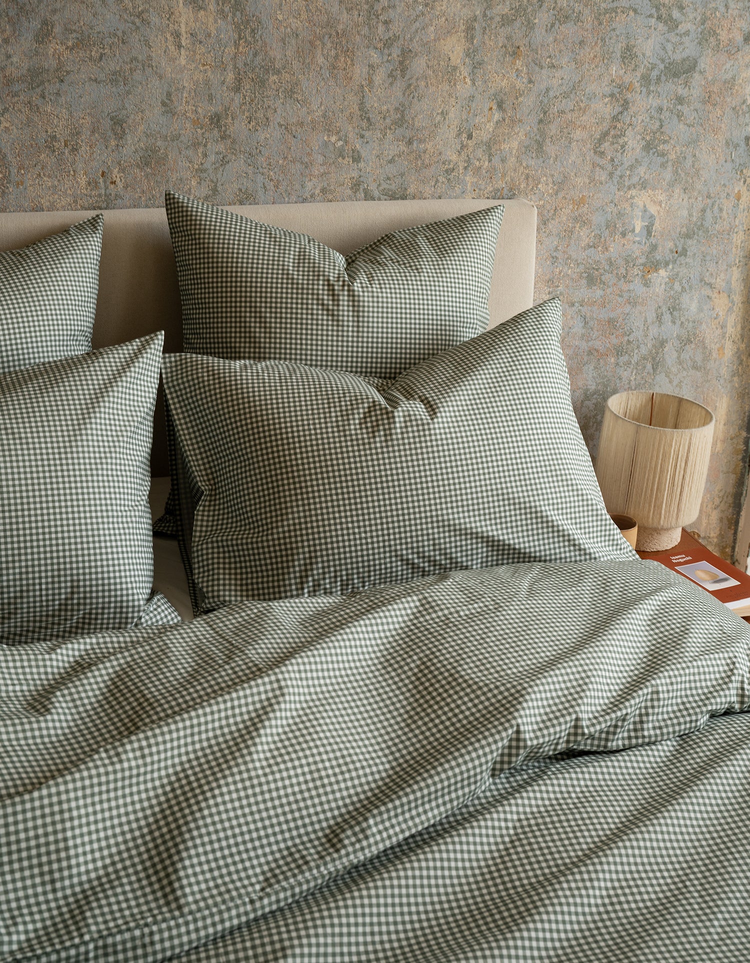 Housse de couette Percale de coton 120 fils - Mini Vichy Vert