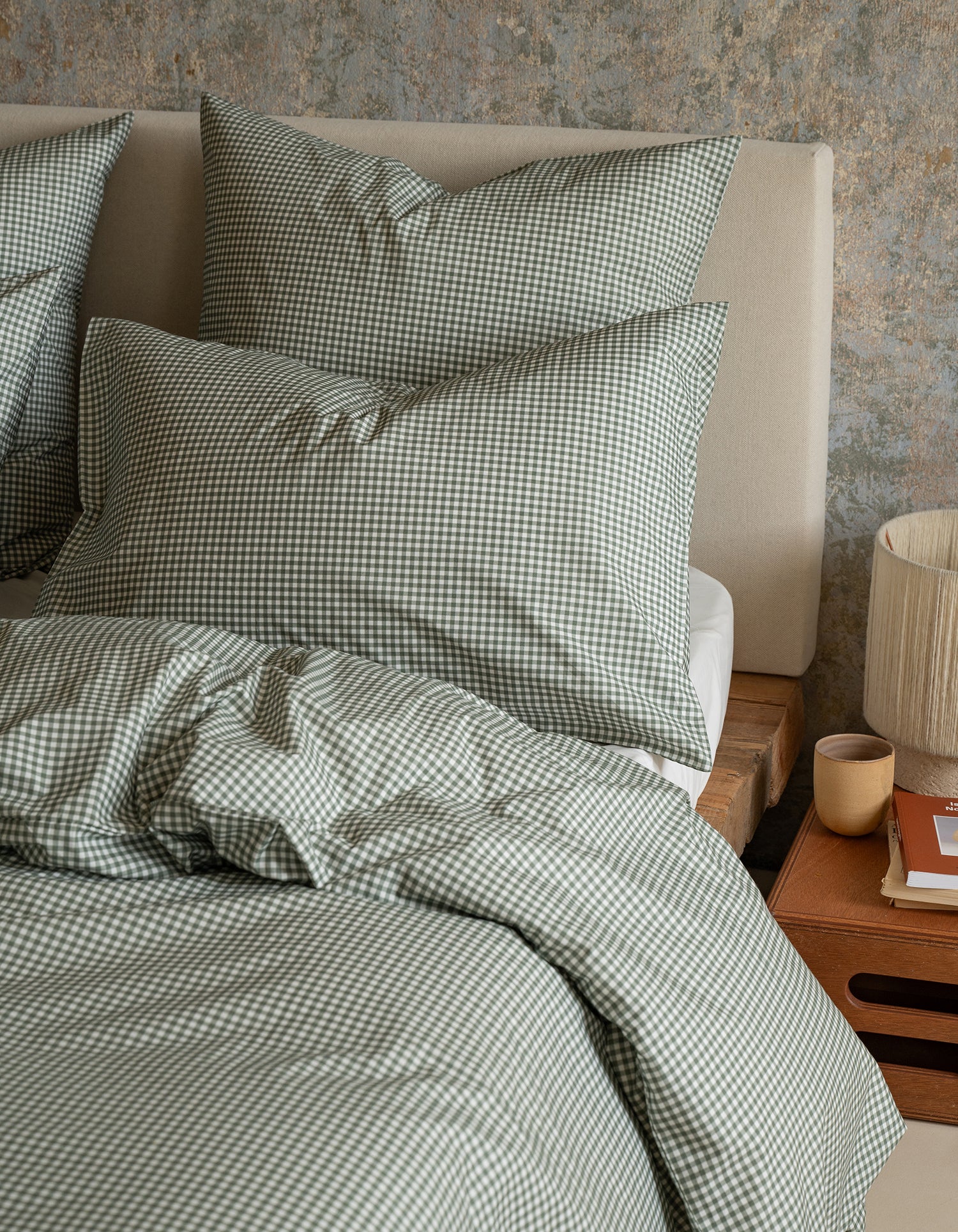 Housse de couette Percale de coton 120 fils - Mini Vichy Vert