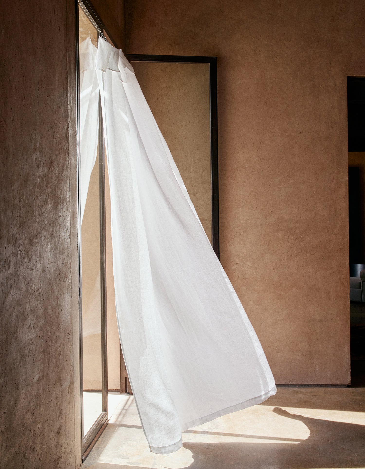 Vorhang aus gewaschenem Leinen - Weiss