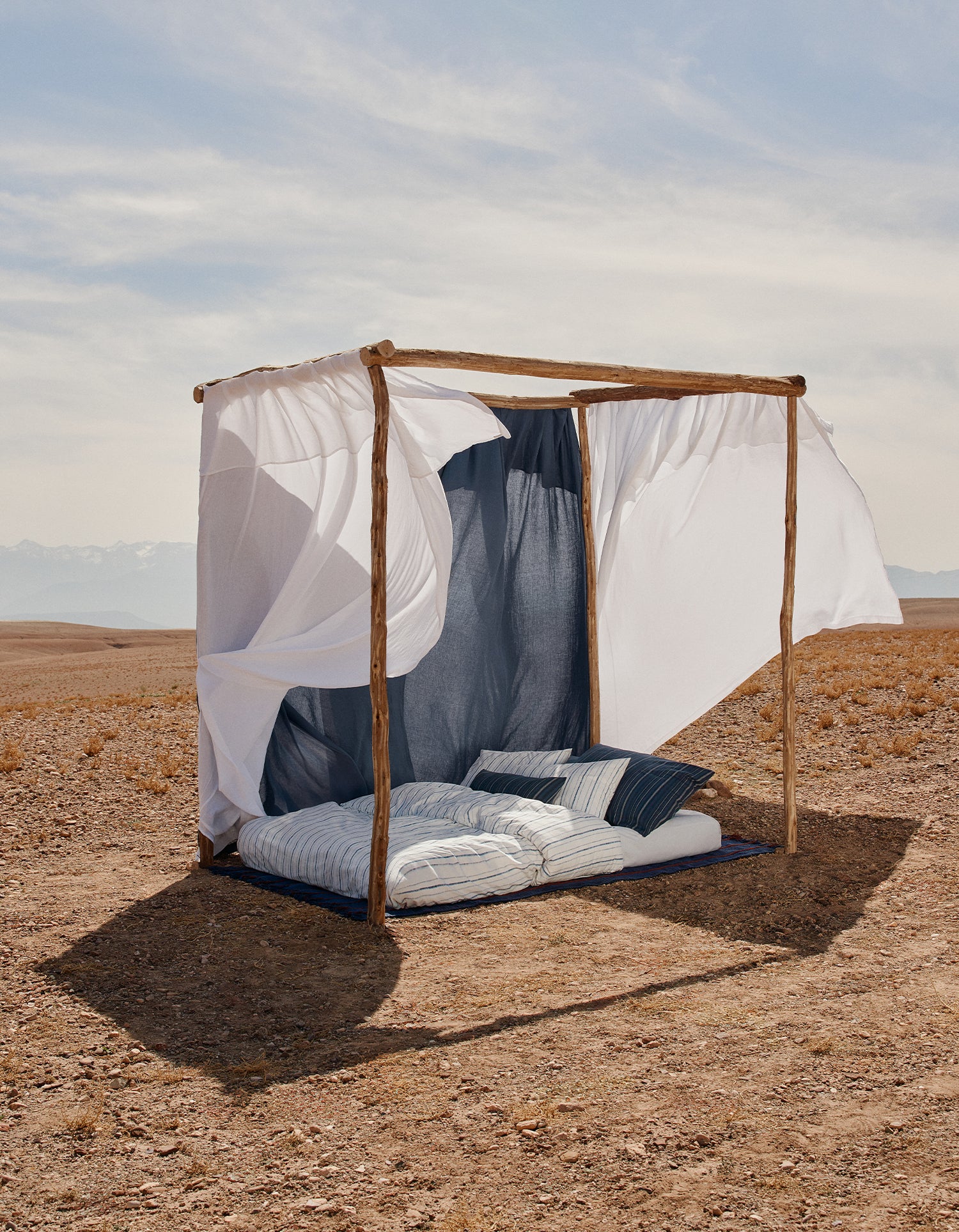 Vorhang aus gewaschenem Leinen - Blau