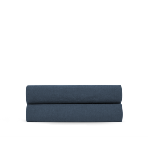 Vorhang aus gewaschenem Leinen - Blau