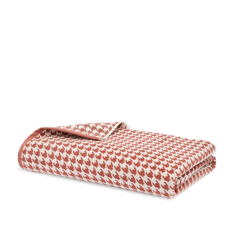 Flauschiges Velours Badetuch - Terrakotta Hahnentrittmuster