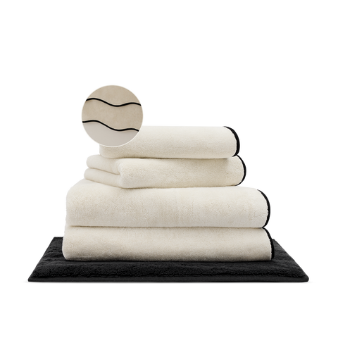 Set de bain Wavy - Crème & Noir