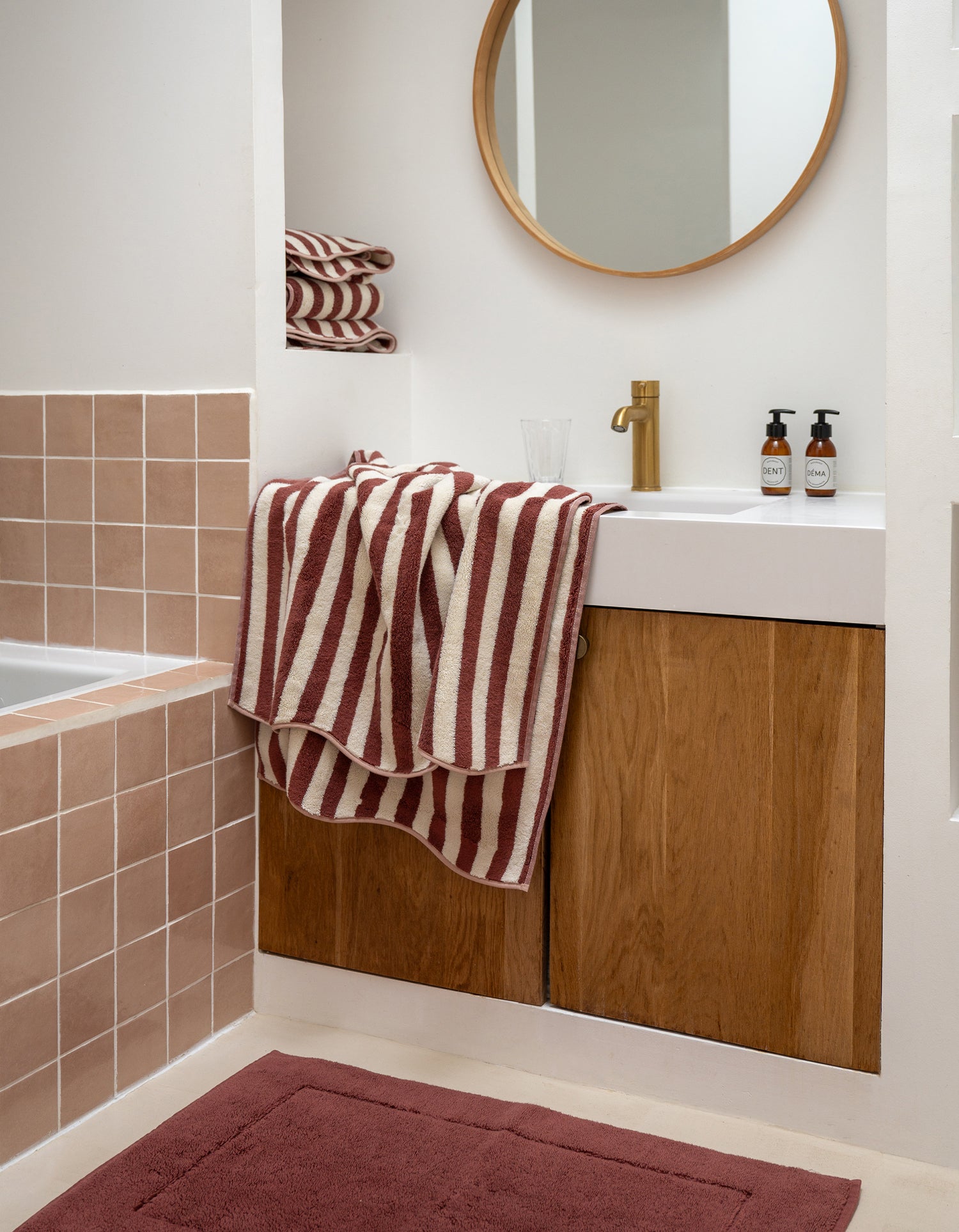 Telo da bagno Wavy - Righe Terracotta & Rosa