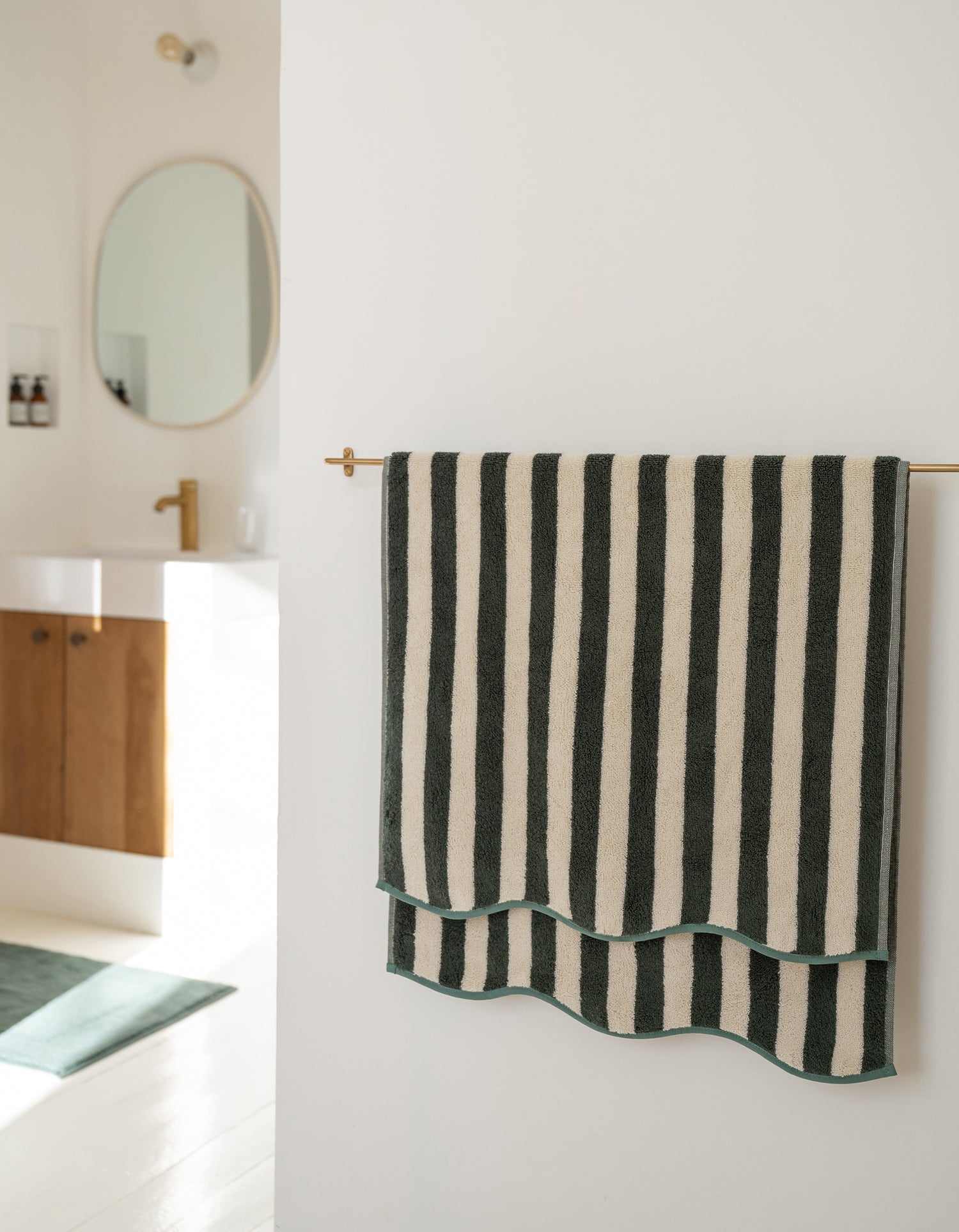Serviette de bain Wavy - Rayé Vert & Bleu