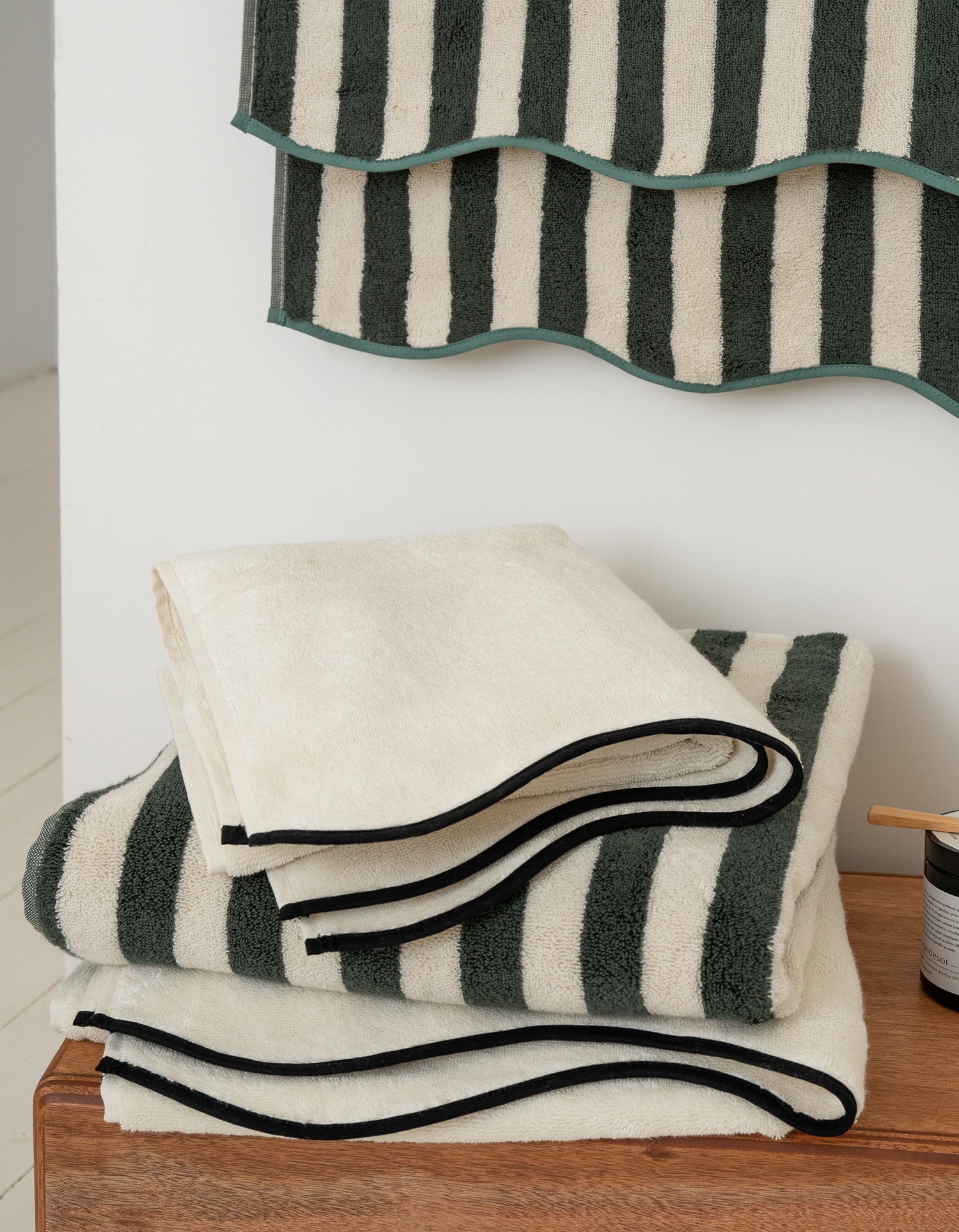 Serviette de bain Wavy - Rayé Vert & Bleu