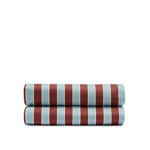 Drap housse Satin de coton 200 fils - Rayure Club Bordeaux