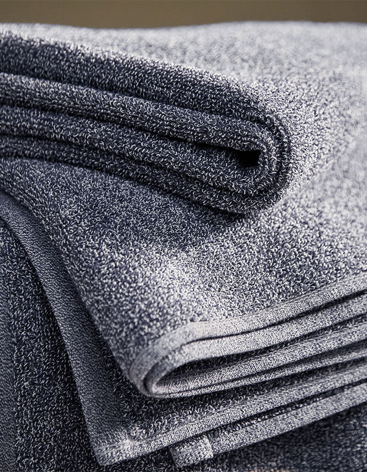 Serviette de bain coton recyclé - Chiné Bleu