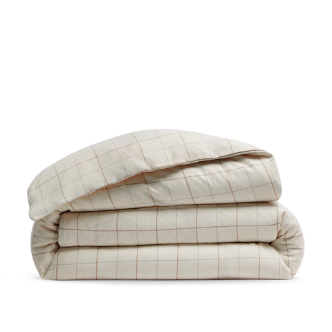 Copripiumino Flanella di Cotone - Quadri Crema