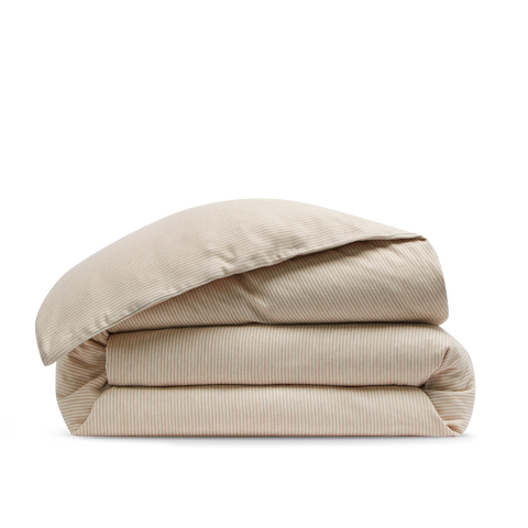 Copripiumino Flanella di Cotone - Righe Beige