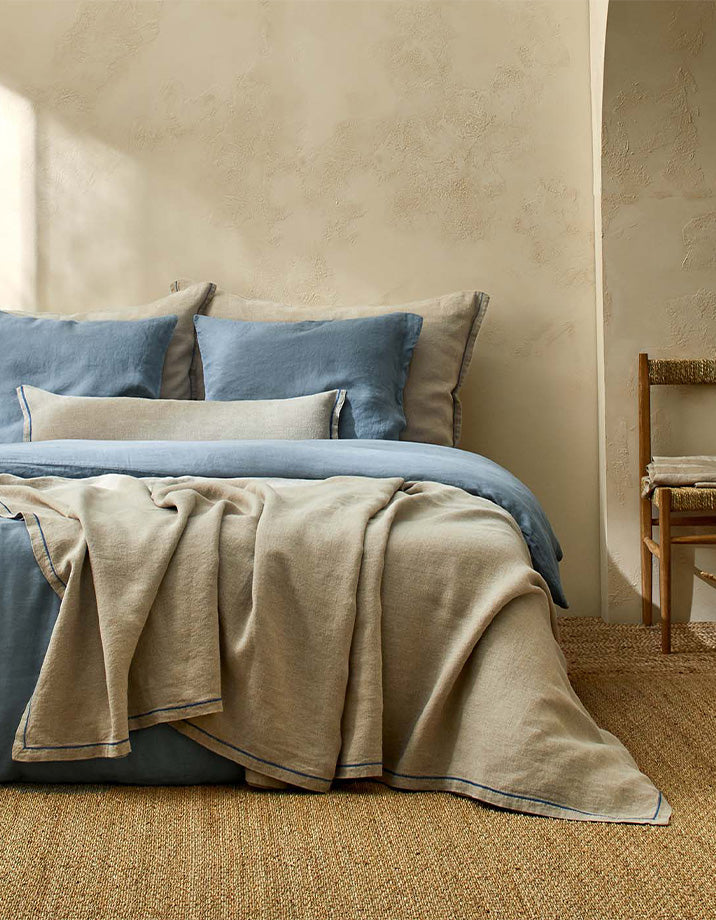La housse de coussin long Lin - Le Naturel Bleu