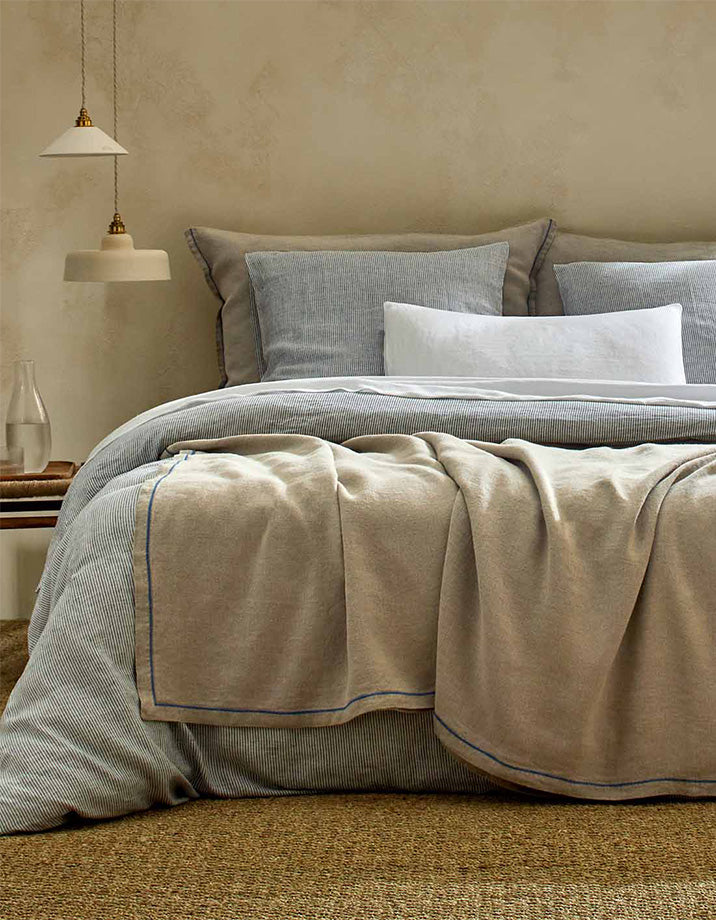 Linnen bedsprei - Natuurlijk Blauw