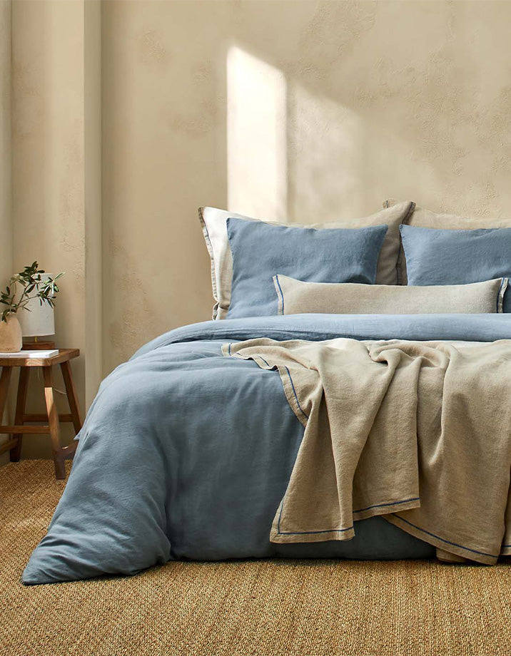 Linnen bedsprei - Natuurlijk Blauw