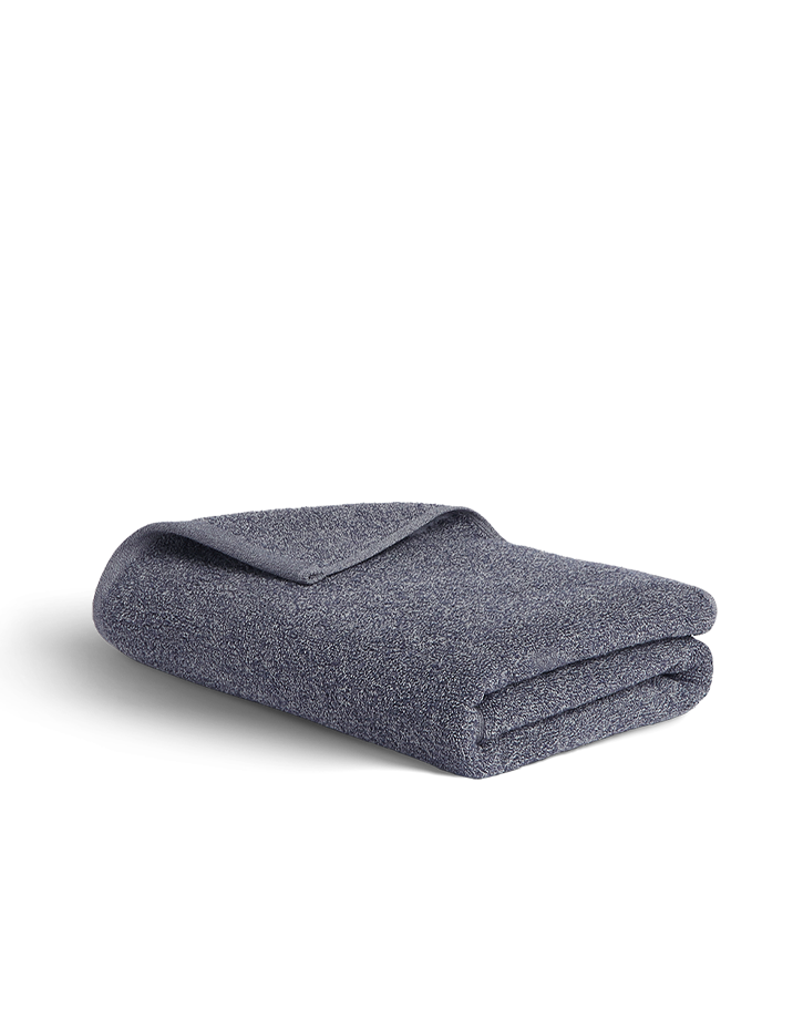 Serviette de bain coton recyclé - Chiné Bleu